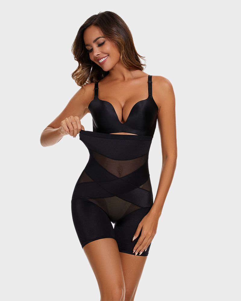 Fileli Yüksek Bel Shapewear Şort