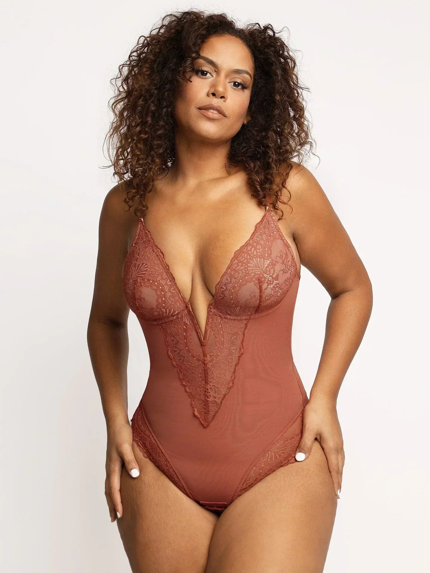 Sarah Deep V Shapewear Bodysuit