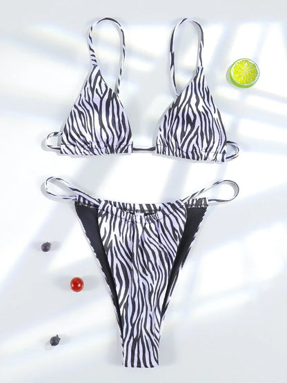 Bandajlı Zebra Desenli Bikini