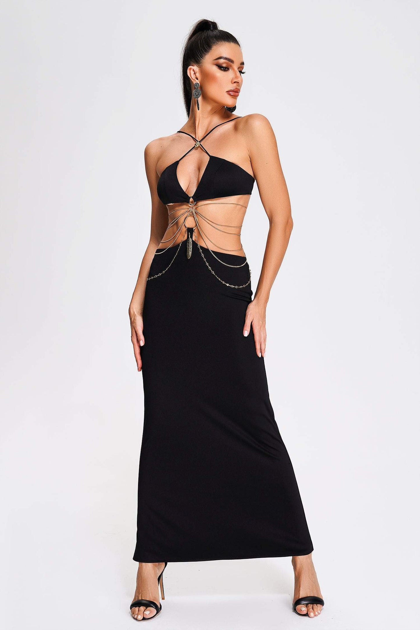 Etta Cutout Halter Maksi Elbise