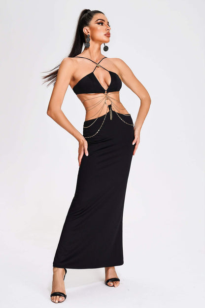 Etta Cutout Halter Maksi Elbise